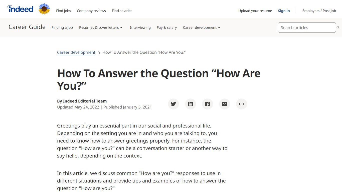 How To Answer the Question “How Are You?” | Indeed.com